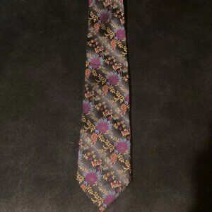 STEVE HARVEY Collection Men's Silk Tie Black Floral